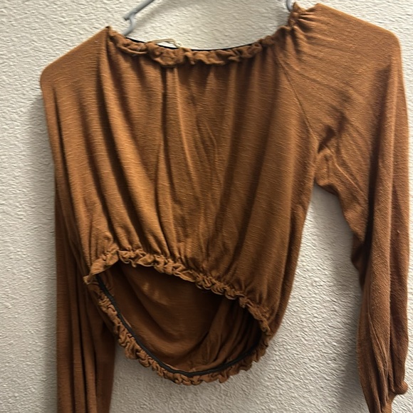 Shein Brown top off shoulder - Picture 2 of 3